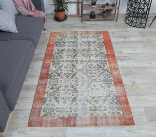 Albani - Turkish Vintage Bordered Rug - Thumbnail