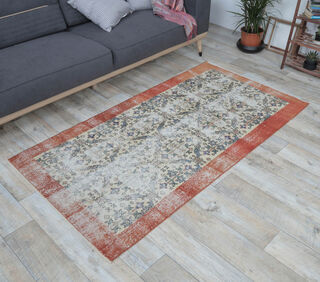 Albani - Turkish Vintage Bordered Rug - Thumbnail