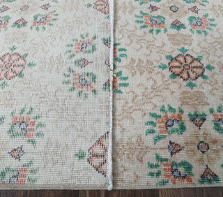 Alman - Neutral Floral Vintage Rug - Thumbnail