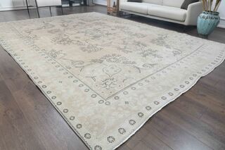 Antique Hand-Knotted 10x13 Brown Persian Rug - Thumbnail