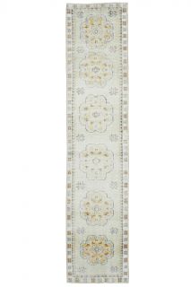 White Antique Runner Rug - Thumbnail