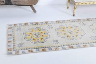 White Antique Runner Rug - Thumbnail