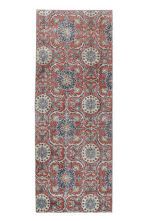 Balbina - Red Floral Runner Rug - Thumbnail