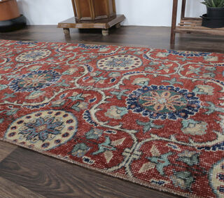 Balbina - Red Floral Runner Rug - Thumbnail