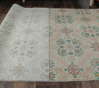 Besime - Small Floral Turkish Rug - Thumbnail