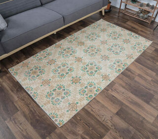 Besime - Small Floral Turkish Rug - Thumbnail