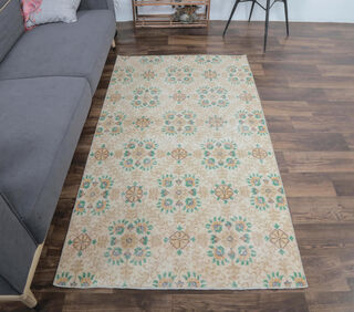 Besime - Small Floral Turkish Rug - Thumbnail