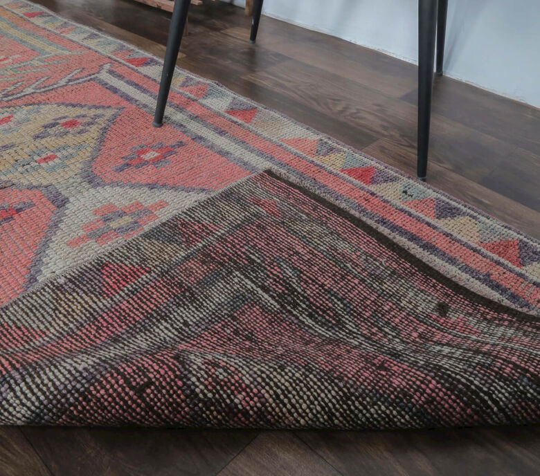 Burcin - Faded Pink Vintage Turkish Runner