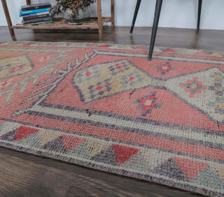 Burcin - Faded Pink Vintage Turkish Runner - Thumbnail