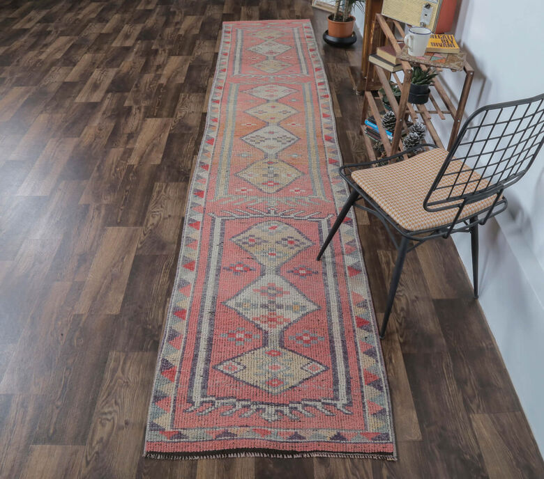 Burcin - Faded Pink Vintage Turkish Runner