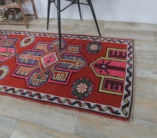 Buse - Kurdish Herki Runner Rug - Thumbnail