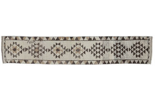 Cagil - Triangular Geometric Oushak Runner Rug - Thumbnail