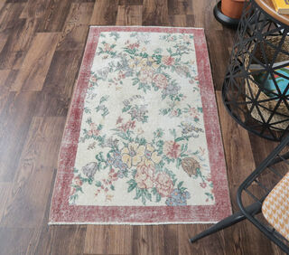 Dururbunsuz - Tropic Floral Vintage Mini Rug - Thumbnail