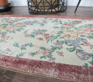 Dururbunsuz - Tropic Floral Vintage Mini Rug - Thumbnail