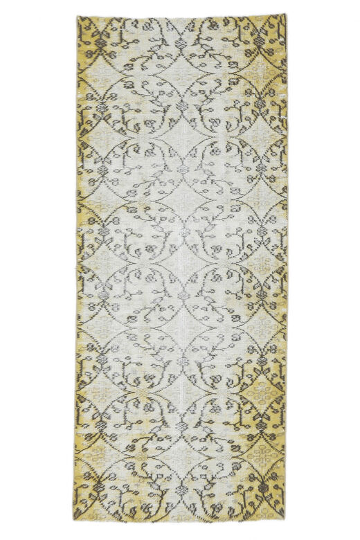 Eliz - Distressed Yellow Runner Vintage Oushak Rug