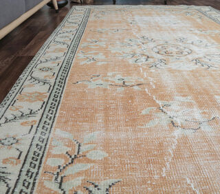 Etil - Faded Orange Boho Chic Vintage Rug - Thumbnail