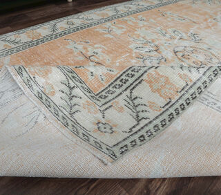 Etil - Faded Orange Boho Chic Vintage Rug - Thumbnail