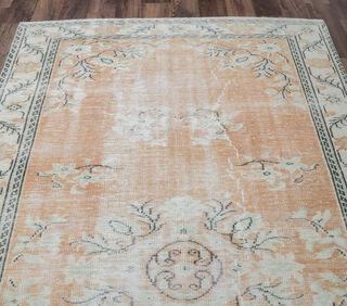 Etil - Faded Orange Boho Chic Vintage Rug - Thumbnail