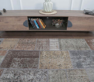 Evine - Gray Patchwork Rug - Thumbnail