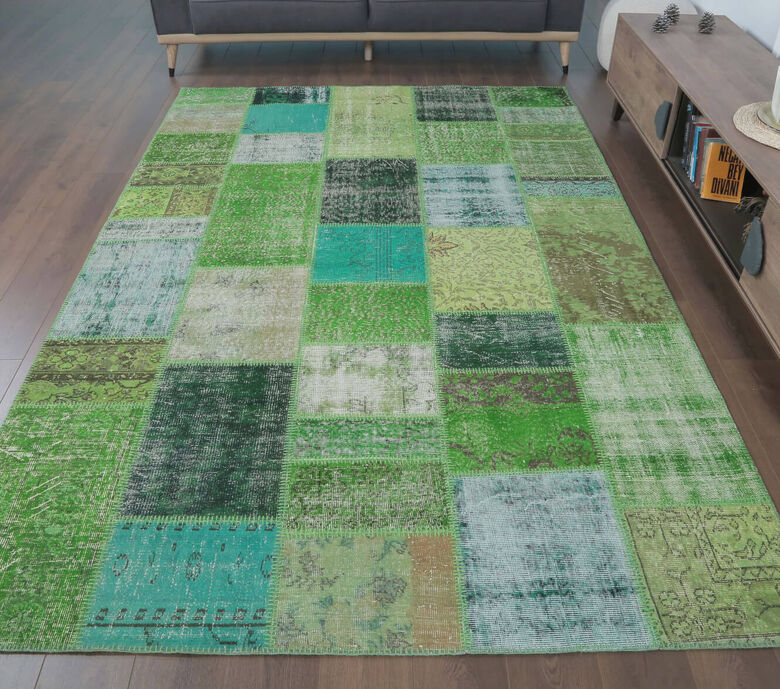 Evrim - Green Patchwork Rug