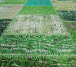 Evrim - Green Patchwork Rug - Thumbnail