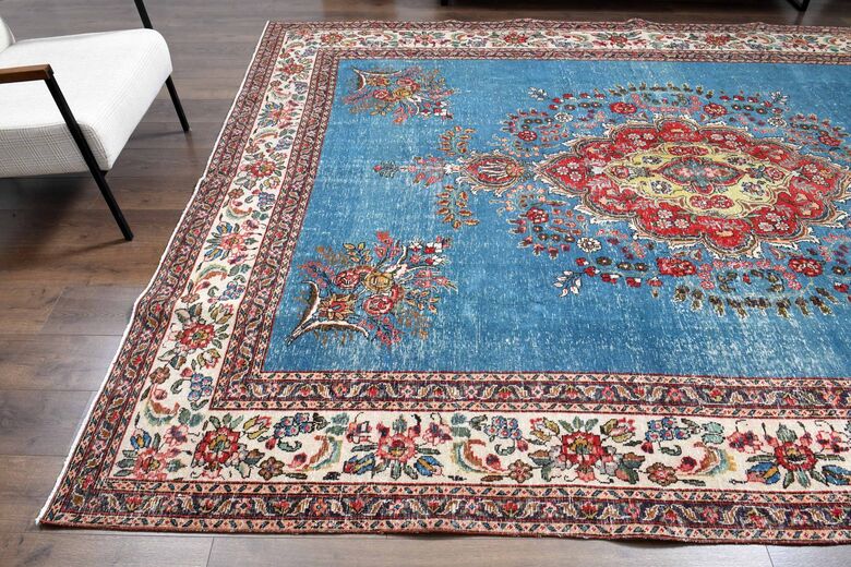 Blue Handmade Persian Vintage Rug