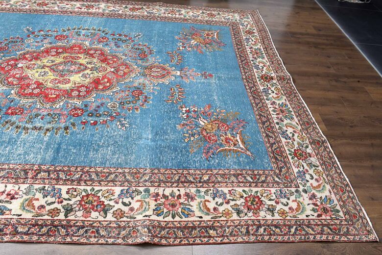 Blue Handmade Persian Vintage Rug