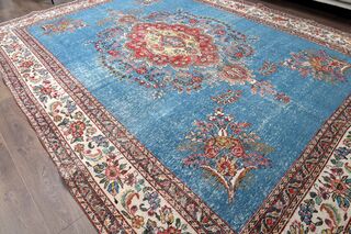 Blue Handmade Persian Vintage Rug - Thumbnail