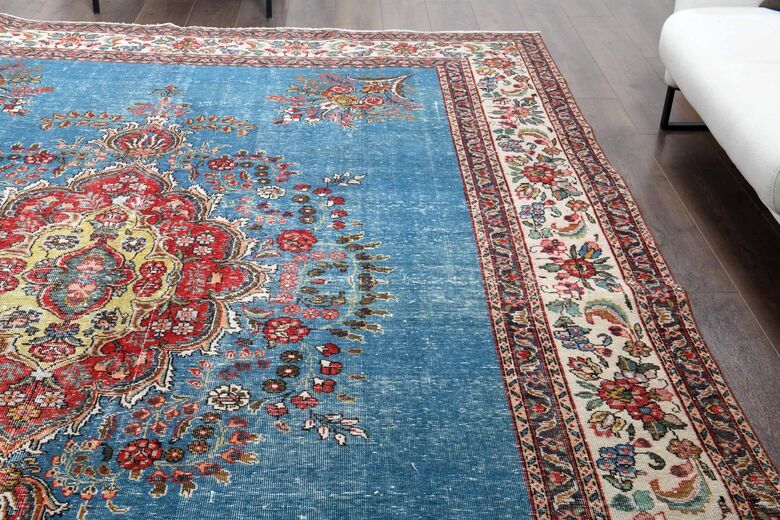 Blue Handmade Persian Vintage Rug