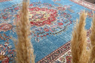 Blue Handmade Persian Vintage Rug - Thumbnail