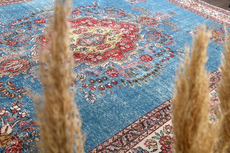 Blue Handmade Persian Vintage Rug