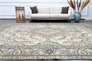 Faded Pink Handmade Persian Vintage Rug - Thumbnail