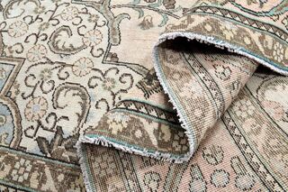 Faded Pink Handmade Persian Vintage Rug - Thumbnail