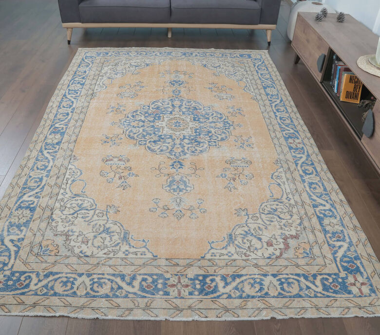 Feride - Turkish Oriental Orange Area Rug