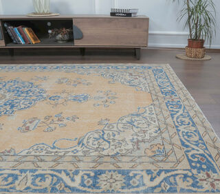 Feride - Turkish Oriental Orange Area Rug - Thumbnail