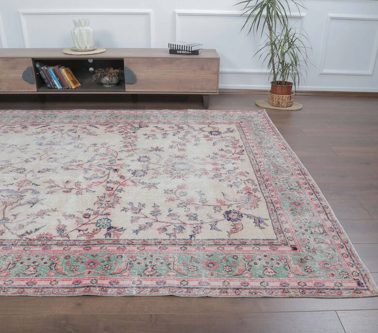 Feyzam - Bordered Floral Vintage Rug