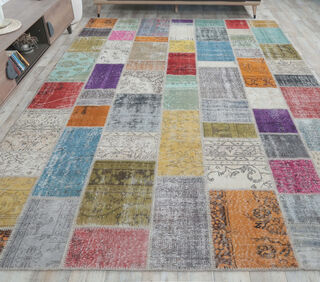 Gabriella - 1970's Vintage Patchwork Rug - Thumbnail