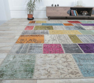 Gabriella - 1970's Vintage Patchwork Rug - Thumbnail