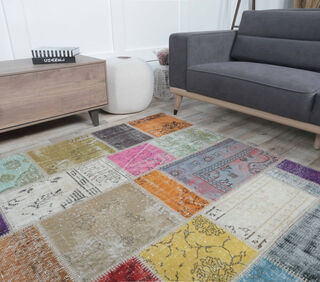 Gabriella - 1970's Vintage Patchwork Rug - Thumbnail