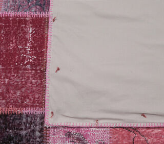 Gelincik - Pink Handmade Patchwork Rug - Thumbnail