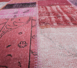 Gelincik - Pink Handmade Patchwork Rug - Thumbnail