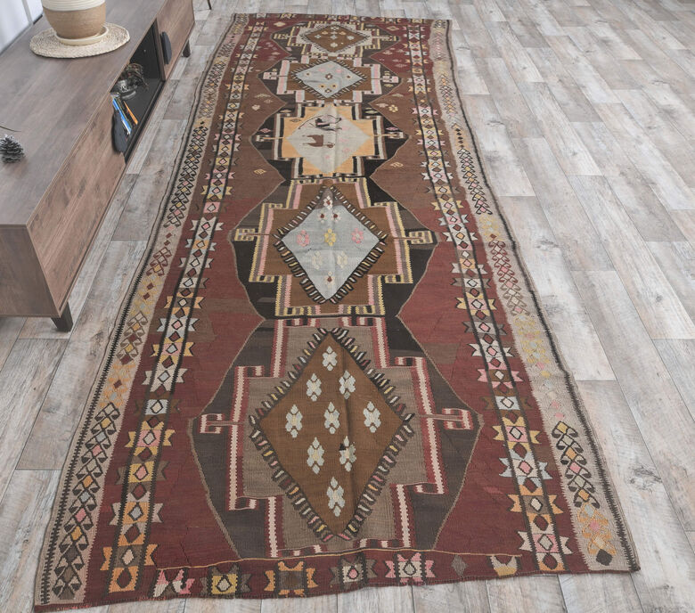 Gracelynn - Wide Runner Vintage Kilim Rug