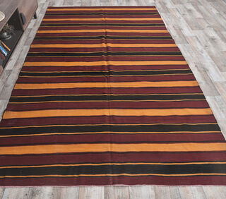 Gulcicek - 1980's Striped Kilim - Thumbnail