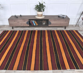 Gulcicek - 1980's Striped Kilim - Thumbnail