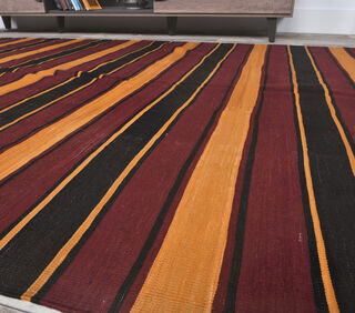 Gulcicek - 1980's Striped Kilim - Thumbnail