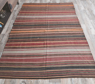 Gulcin - Striped Kilim Rug - Thumbnail