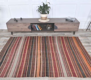 Gulcin - Striped Kilim Rug - Thumbnail