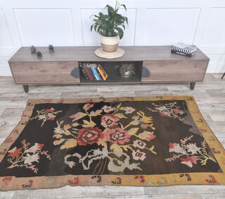 Gulyuz - Floral Kilim Rug - Thumbnail