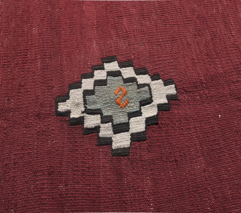 Gunnur - Gray & Red 1970's Flatweave Rug