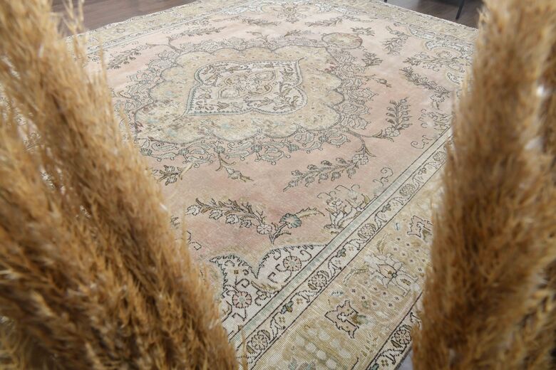 Handmade oversized vintage rug 